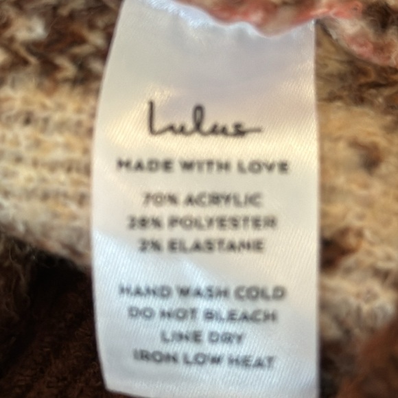 Lulus Clued In Cutie Brown Multi Argyle V-Neck Cardigan Size Large - Picture 9 of 14